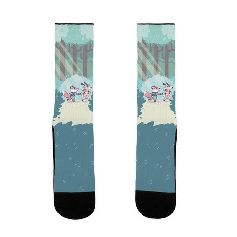 Let's Get Lost - Fox and Deer Socks