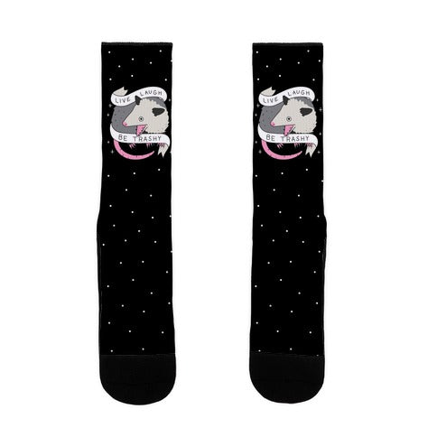 Live, Laugh, Be Trashy Opossum Socks