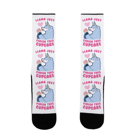 Llama Just Finish This Cupcake Socks