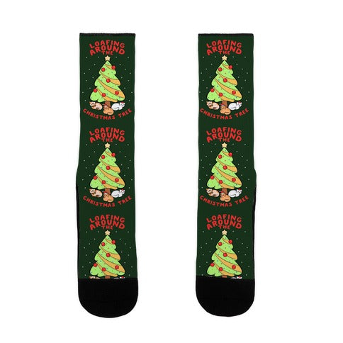 Loafing Around The Christmas Tree Socks