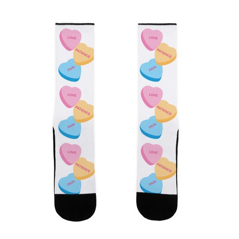 Love, Patience, Pain Candy Hearts (Thank U, Next Parody) Socks