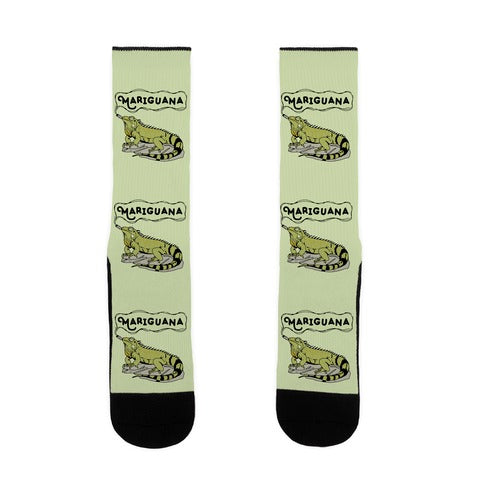 Mariguana Marijuana Iguana Socks