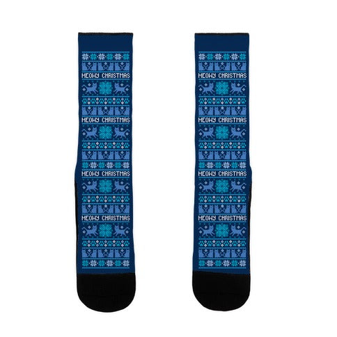 Meowy Christmas Cat Sweater Pattern Socks