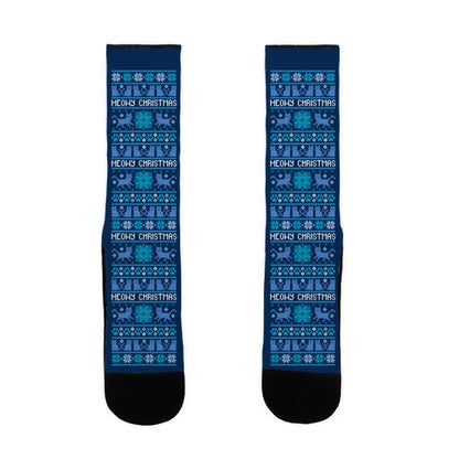 Meowy Christmas Cat Sweater Pattern Socks