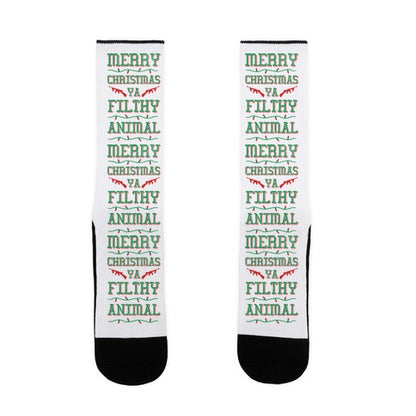 Merry Christmas Ya Filthy Animal Socks