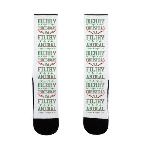 Merry Christmas Ya Filthy Animal Socks