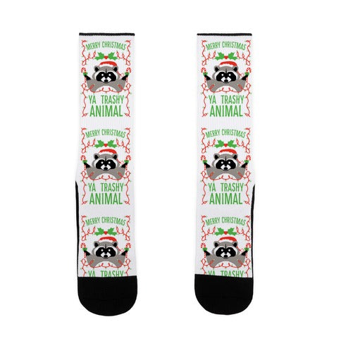 Merry Christmas Ya Trashy Animal Socks