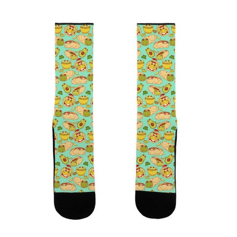 Mexican Food Frogs Pattern Socks