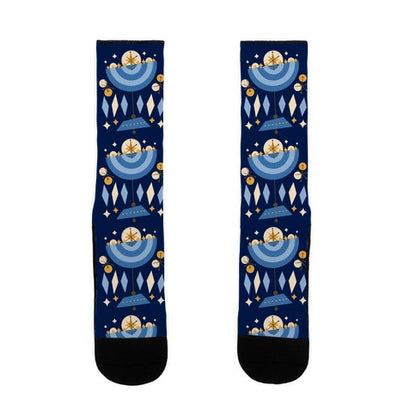 Mid-Century Modern Menorah (Hanukkah) Socks