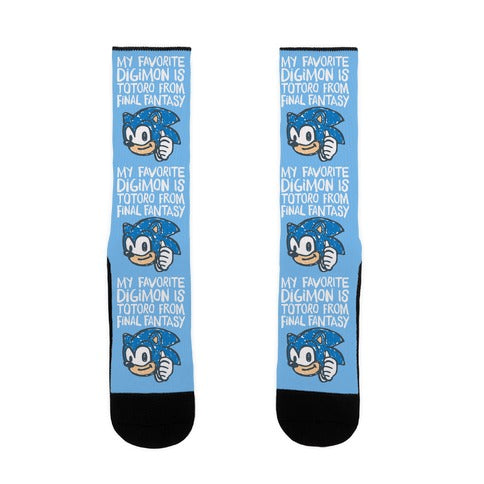 My Favorite Digimon Is Totoro From Final Fantasy Parody Socks