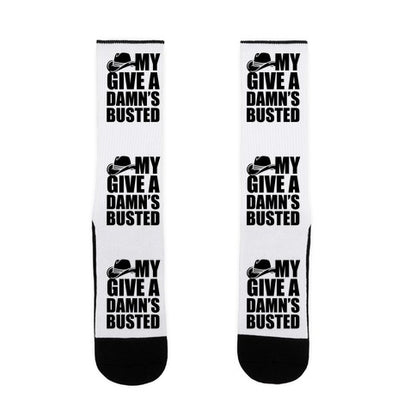My Give a Damn's Busted White Print Socks