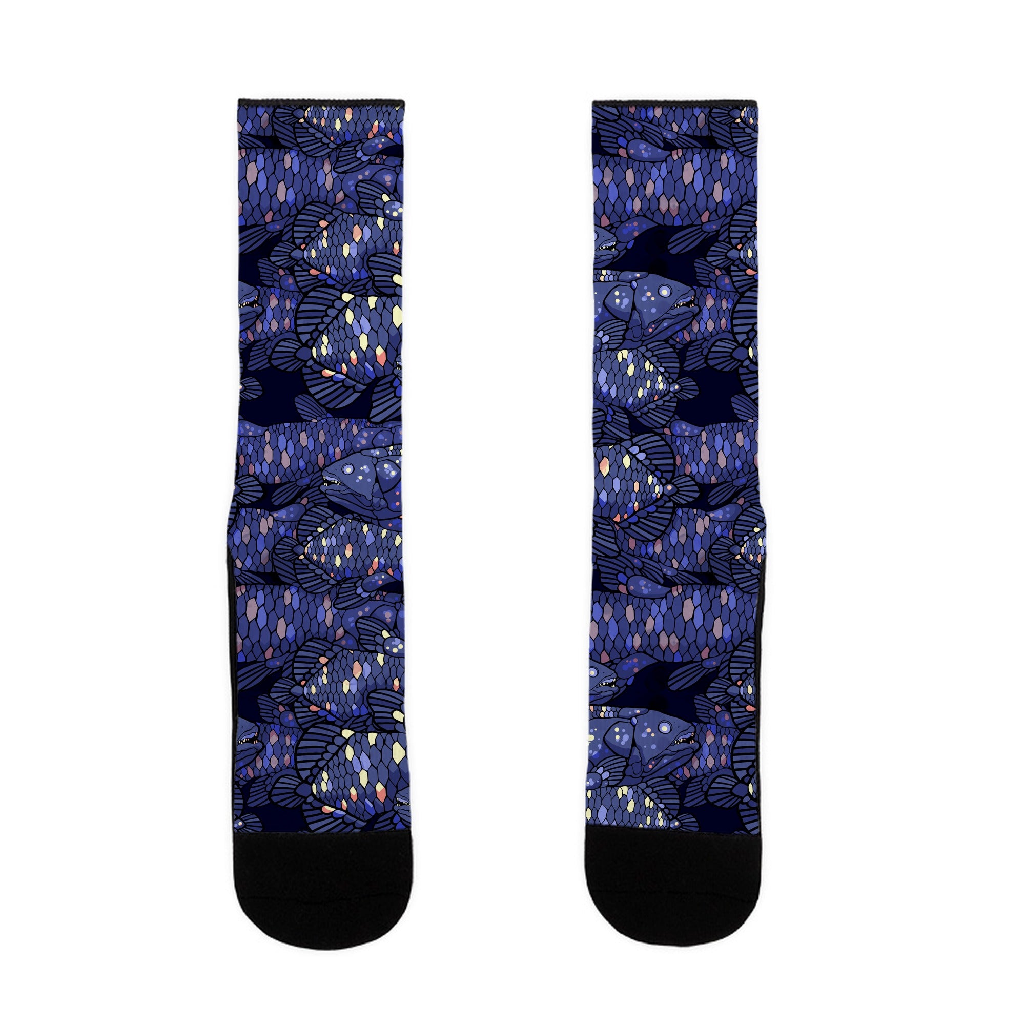 Nautical Coelacanth Fish Pattern Socks