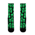 Neon Green Skulls Pattern Socks