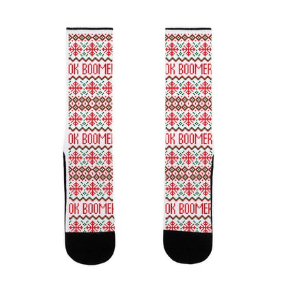 Ok Boomer Ugly Christmas Sweater Socks