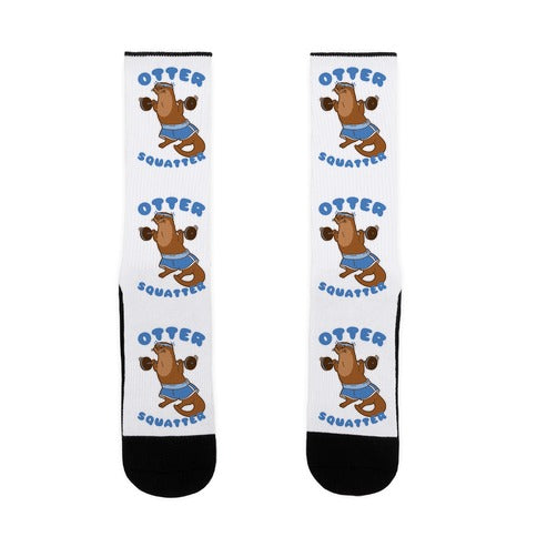 Otter Squatter White Print Socks