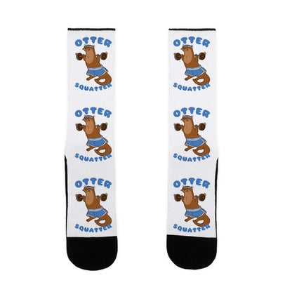 Otter Squatter White Print Socks