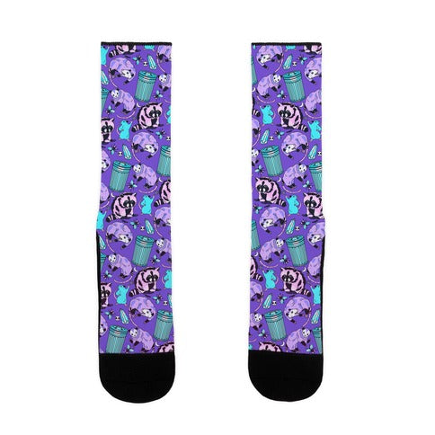 Pastel Goth Trash Animals Pattern Socks