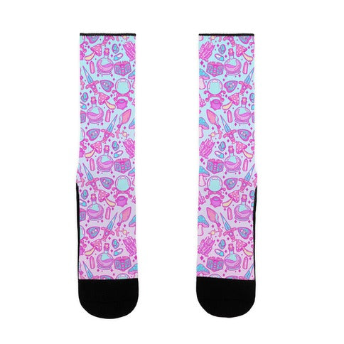 Pastel Goth Witch Pattern Socks