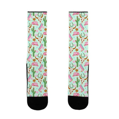 Pink Western Cowboy Pattern Socks