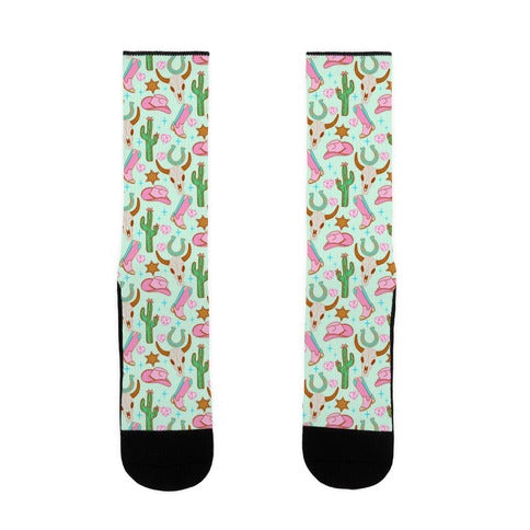 Pink Western Cowboy Pattern Socks