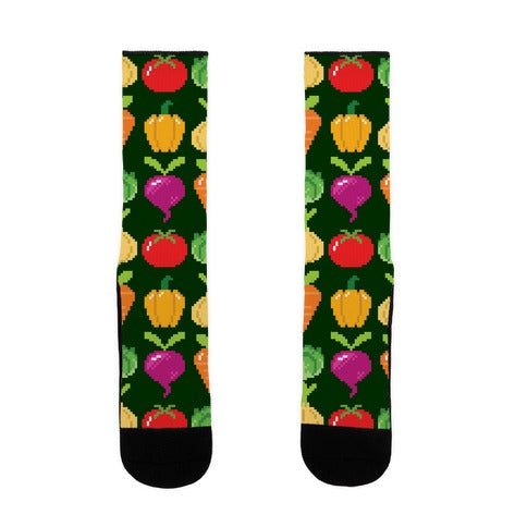 Pixel Vegetable Pattern Socks