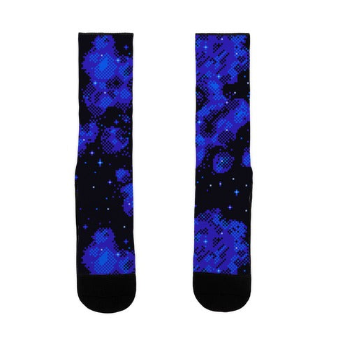 Pixelated Blue Nebula Socks