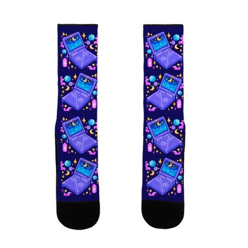 Pixelated Witchy Game Boy  Socks