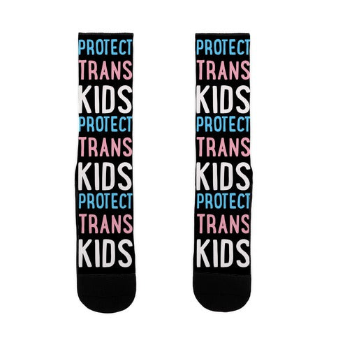 Protect Trans Kids White Print Socks