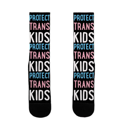 Protect Trans Kids White Print Socks