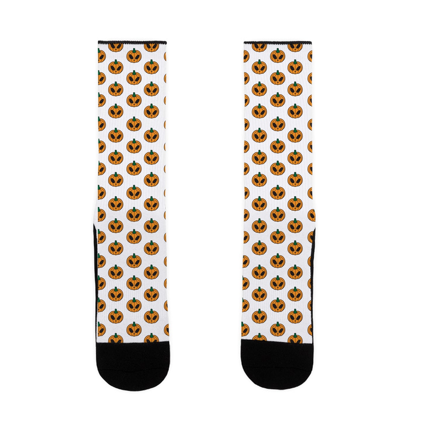 Pumpkin Space Alien Pattern Socks