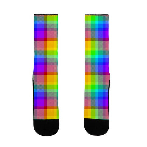 Rainbow Plaid Socks