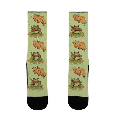 Rainy Fall Frog Socks