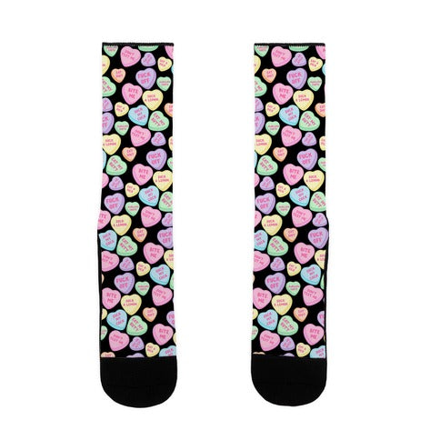 Rude Sassy Candy Hearts Pattern Socks