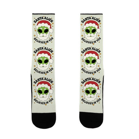 Santa Alien Believes in You Socks