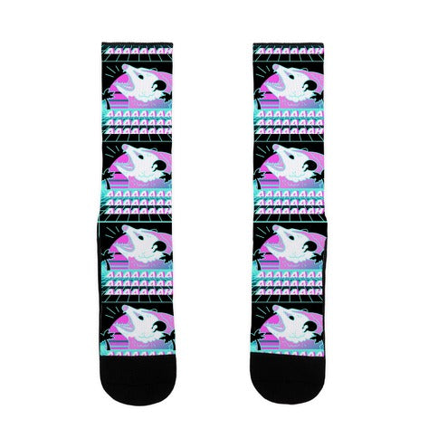 Screaming Retrowave Possum Socks