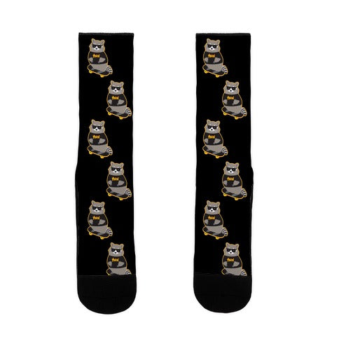 Skate Trash Raccoon Parody Socks
