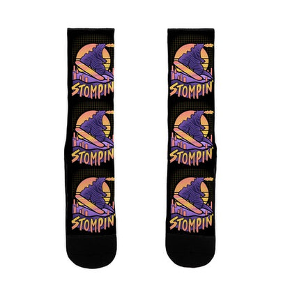 Stompin' Snowboarding Godzilla Socks