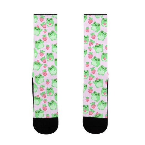 Strawberry Frogs Pattern Socks