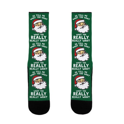 Tell Me What You Want Santa Socks