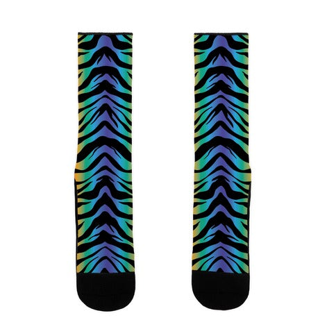 Tiger Stripe Rainbow 90s Pattern Socks