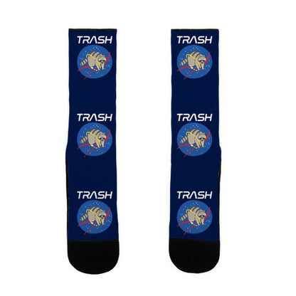 Trash Raccoon Nasa Logo Parody White Print Socks