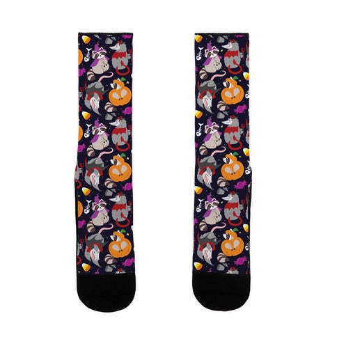 Trashy Animals Halloween Pattern Socks