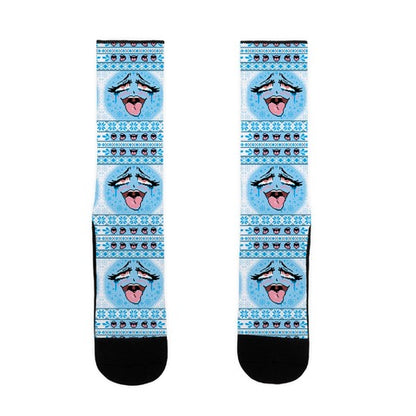 Ugly Ahegao Christmas Sweater Socks