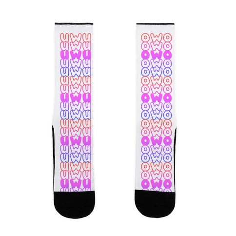 UWU OWO Anime Emoticon Face Socks