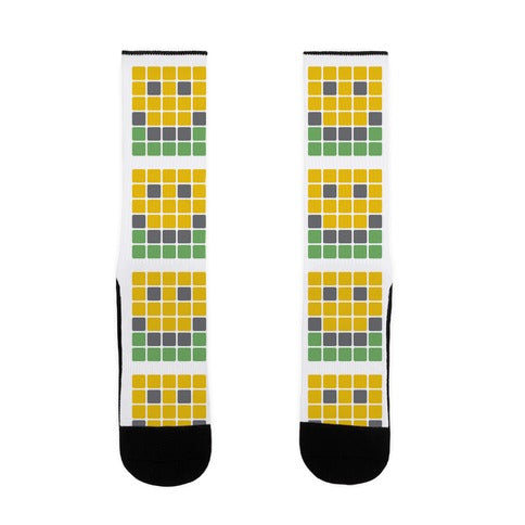 Wordle Pixel Smile Socks