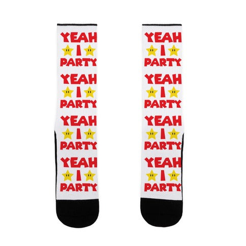 Yeah I Party Mario Parody Socks