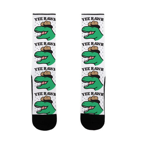 YEE RAWR Cowboy Dino Socks