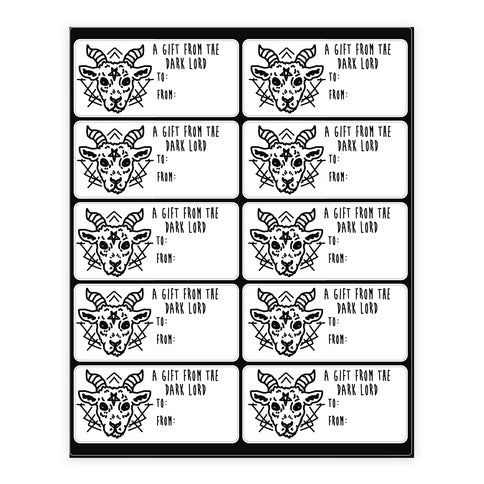 A Gift From The Dark Lord Gift Tags Sticker Sheet