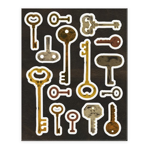 Antique Key  Sticker Sheet