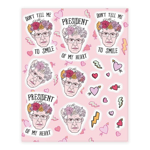 Bernie Flower Crown  Sticker Sheet